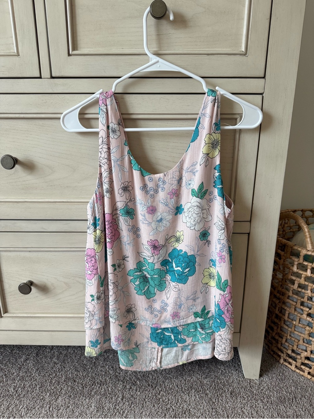 Floral Scoop Neck Tank Top - Pink Multi